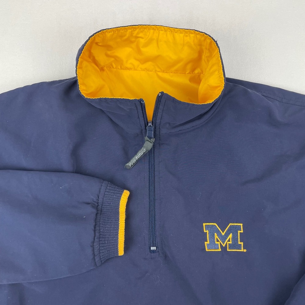 Pro Edge Michigan Wolverines Mens XL Navy Blue Quarter Zip Windbreaker Jacket